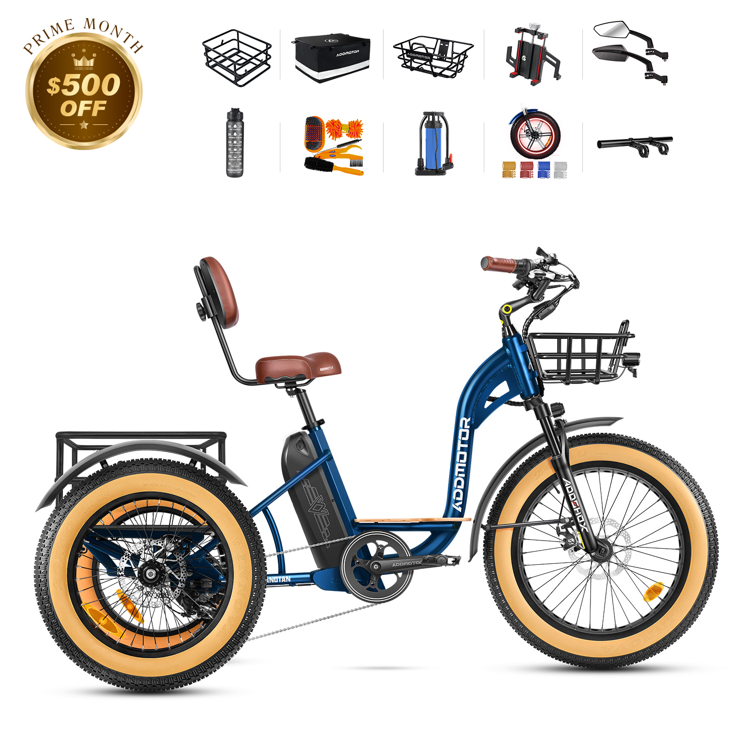 Best Fat Tire Electric Trike Addmotor Grandtan M-340